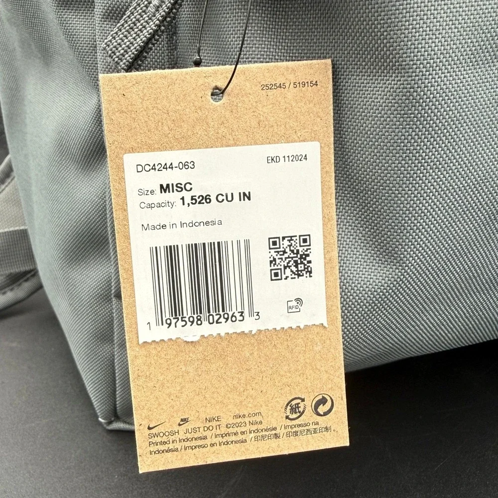 Nike Heritage‎ Backpack Grey DC4244-063 School Gym Bag 25L New with Tags